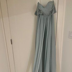 maxi mint green strapless bridesmaid dress